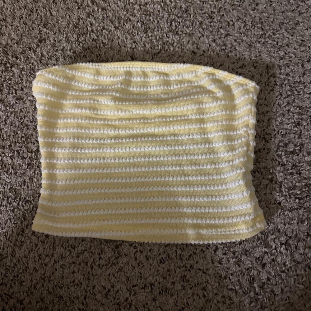 SHEIN Yellow and White Striped Tube Top